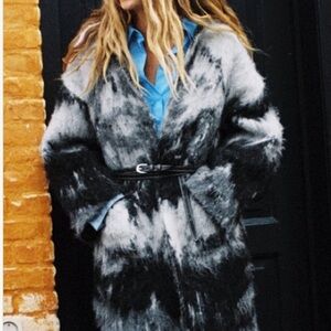 Zara Black and White Fuzzy Cardigan